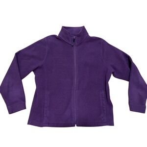 Woolrich Womens XL Purple Classic Warm Cozy Fall Fleece Full Zip Layering Jacket